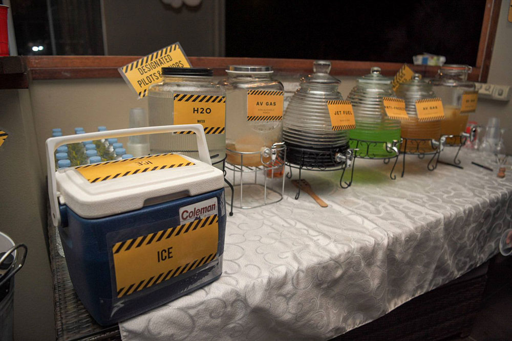 21st birthday airplane theme drink station