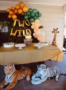 Two Wild party theme party backdrop and table set up