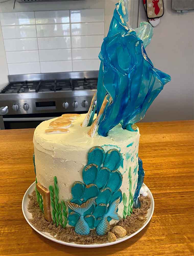 side of mermaid underwater cake