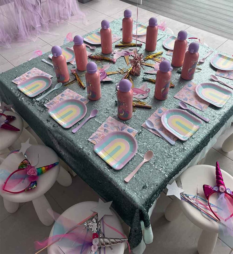 pastel unicorn party table