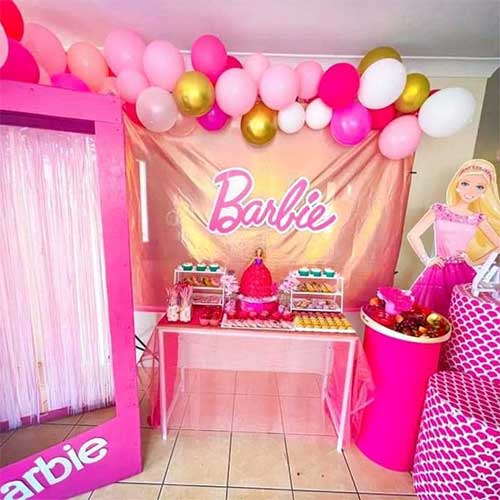 Pink Sequin Barbie Happy Birthday Backdrop Children Birthday Party  Decoration