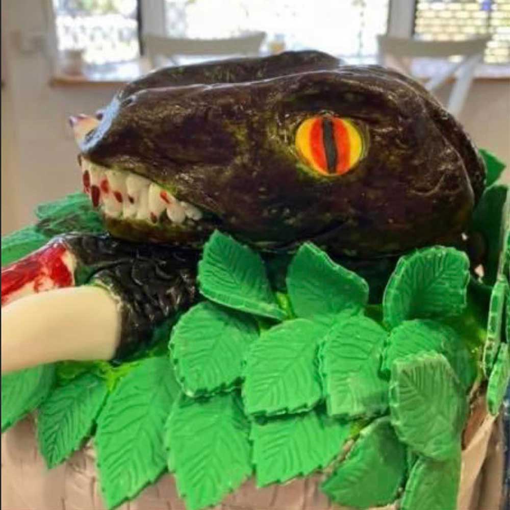 Scary dinosaur cake