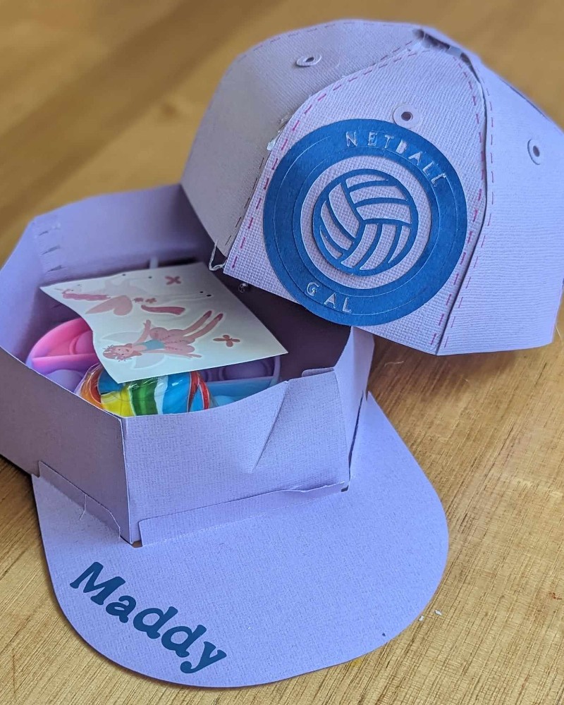 Netball party cap favours made by a Cricut machine