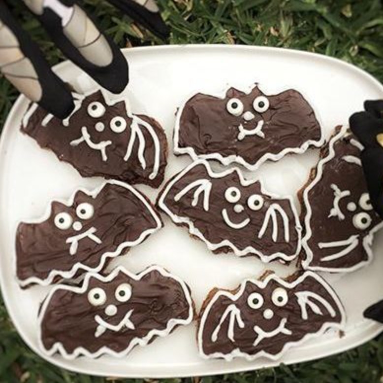 A plate of bat cookies