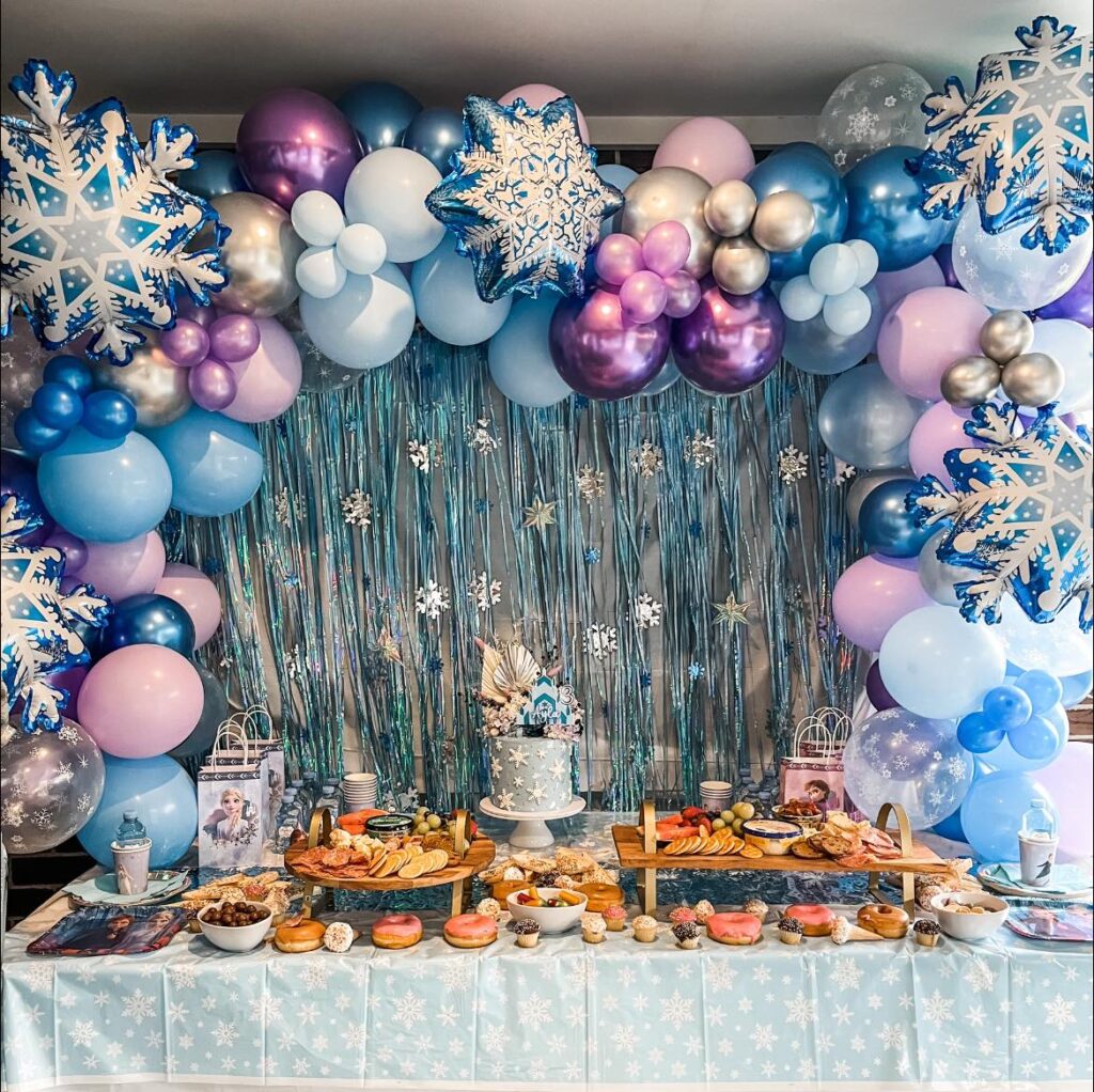 Table full of Frozen-themed party food