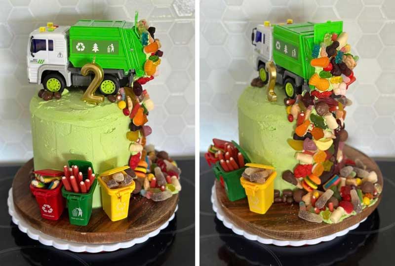 DIY dump truck cake