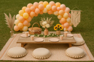 Boho picnic setup