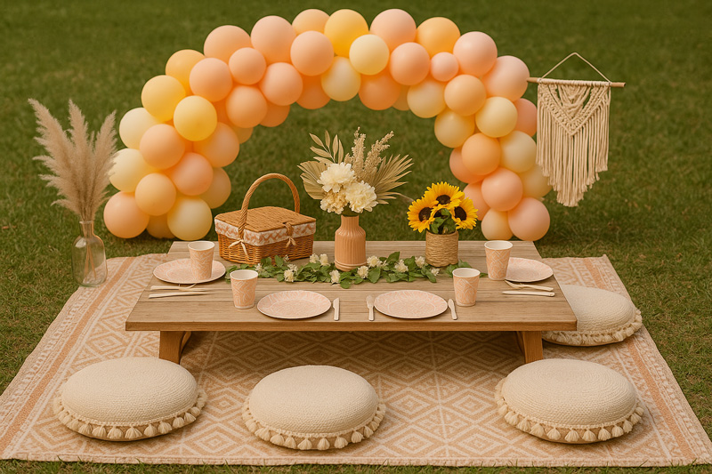 Boho picnic setup