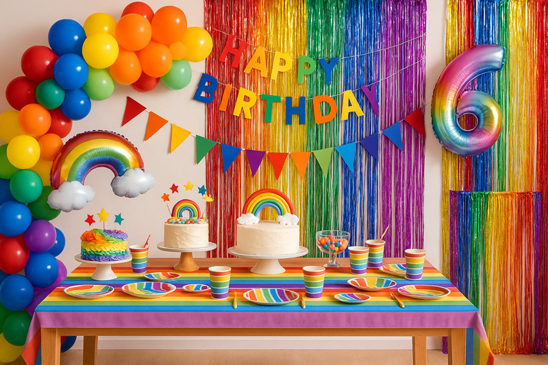 Rainbow party decorations