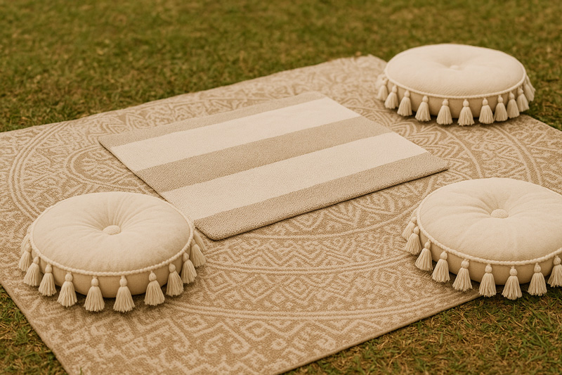 Boho picnic set up rug