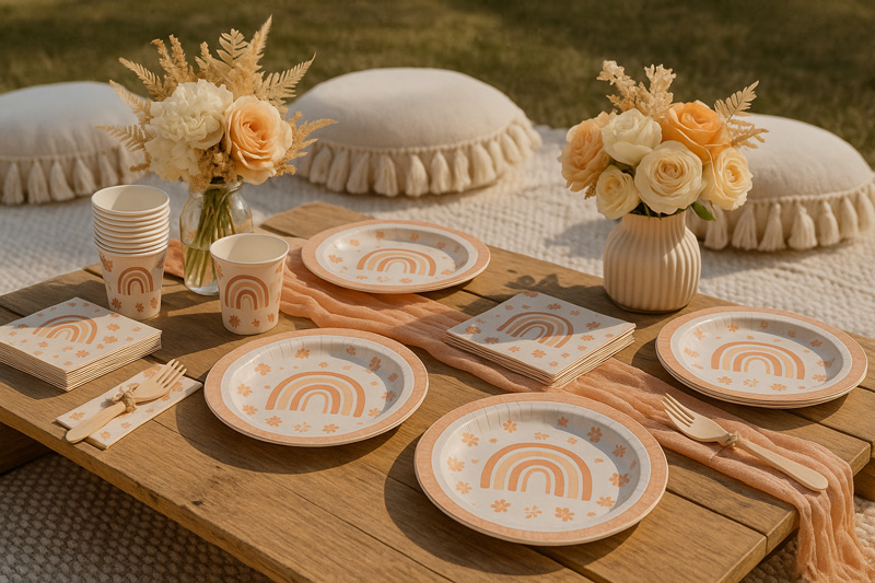 Boho picnic set up