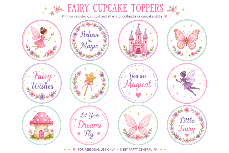 fairy cupcake topper printables