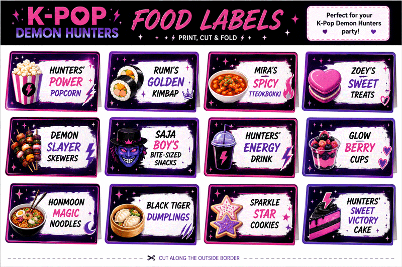 Kpop Demon Hunters Food Labels