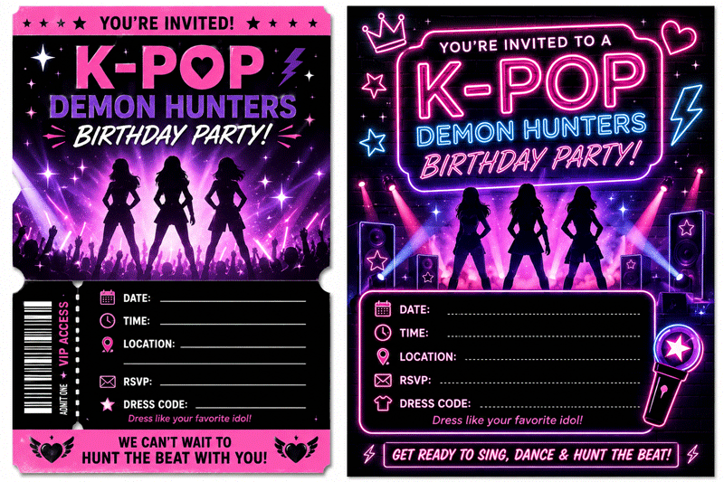 Kpop Demon Hunters Invitation Printables