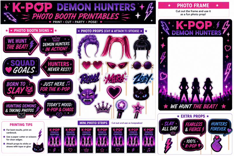 Kpop Demon Hunters Photo Booth Printables