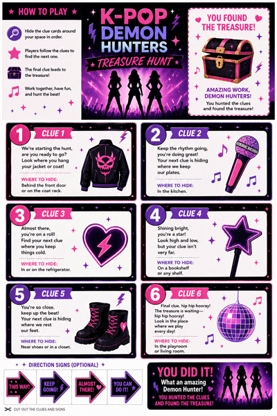 Kpop Demon Hunters Treasure Hunt Printables