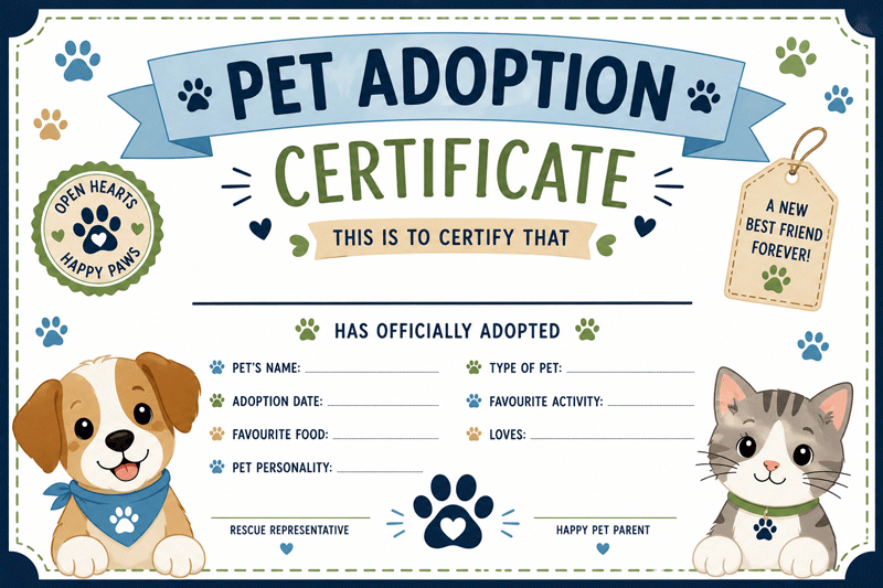 pet adoption certificate
