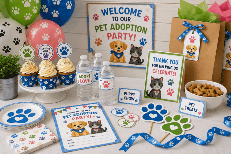 Pet adoption party printables