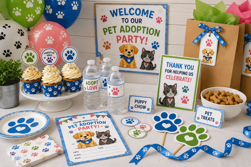 Pet adoption party printables