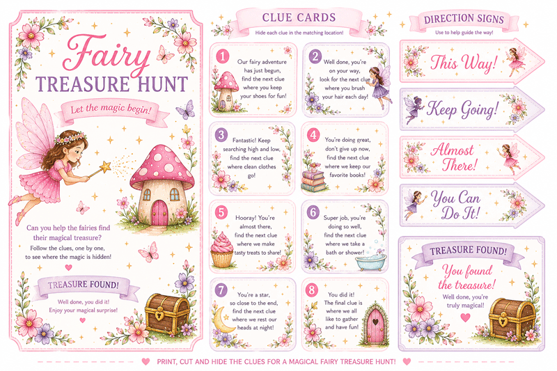 Fairy treasure hunt printables