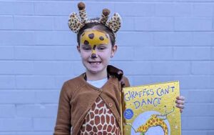 Create an easy Giraffes Can't Dance Book Week costume with giraffe print, a tutu, brown boots and simple face paint. See our Gerald costume how-to.